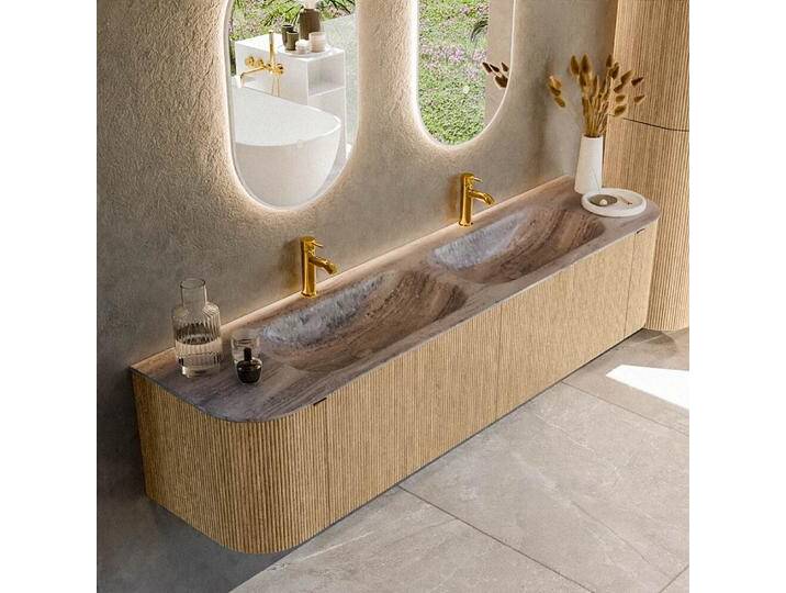 waschtisch mit unterschrank curve gerundet echtholz 190 cm... waschtisch mit unterschrank curve gerundet echtholz 190 cm... von Mondial Badmöbel