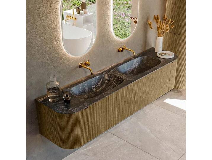 waschtisch mit unterschrank curve gerundet echtholz 190 cm... waschtisch mit unterschrank curve gerundet echtholz 190 cm... von Mondial Badmöbel