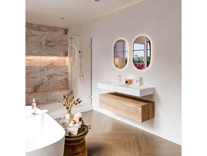 waschtisch mit unterschrank schwebend alan 120 cm Washed Oak... von Mondial Badmöbel