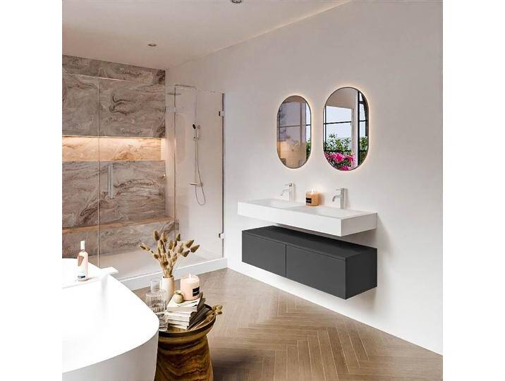 waschtisch mit unterschrank schwebend alan 120 cm dunkelgrau... waschtisch mit unterschrank schwebend alan 120 cm dunkelgrau... von Mondial Badmöbel