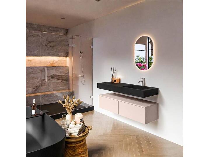 waschtisch mit unterschrank schwebend alan 130 cm rose... waschtisch mit unterschrank schwebend alan 130 cm rose... von Mondial Badmöbel