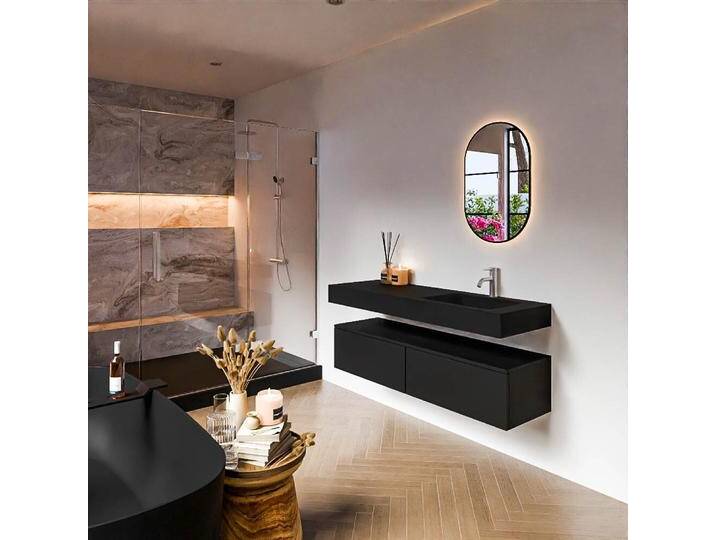 waschtisch mit unterschrank schwebend alan 140 cm schwarz... waschtisch mit unterschrank schwebend alan 140 cm schwarz... von Mondial Badmöbel