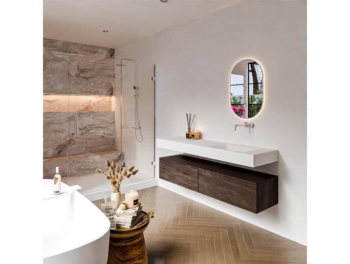 waschtisch mit unterschrank schwebend alan 160 cm Dark Brown... waschtisch mit unterschrank schwebend alan 160 cm Dark Brown... von Mondial Badmöbel