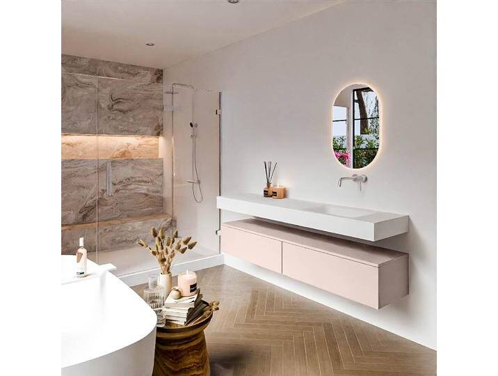 waschtisch mit unterschrank schwebend alan 180 cm rose... waschtisch mit unterschrank schwebend alan 180 cm rose... von Mondial Badmöbel