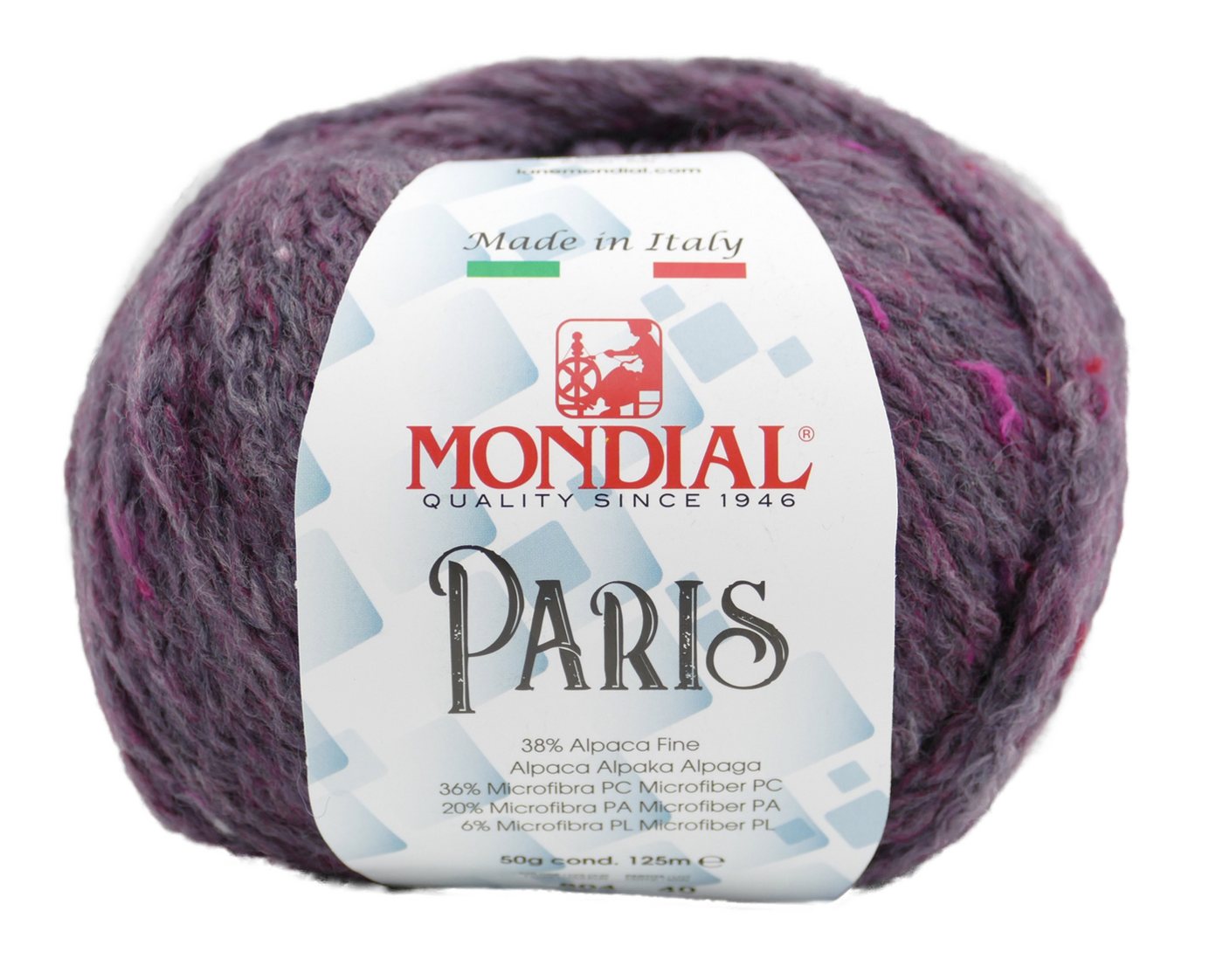 Mondial Mondial Paris Fantasiegarn Wolle zum stricken und häkeln Häkelwolle, 125,00 m (Handstrickgarn, Strickwolle, sale), 38% Alpaka, 36% Polyacryl, 20% Polyamid, 6% Polyester von Mondial