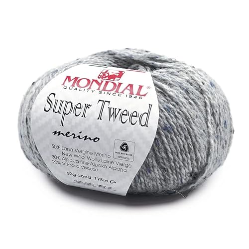 Super Tweed von Mondial in 50 Gramm und 175 Meter Knäuel (Grau 433) von Mondial