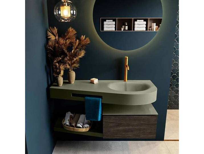 Frei hängende Waschtisch mit handtuchhalter dark brown 120 cm... Frei hängende Waschtisch mit handtuchhalter dark brown 120 cm... von Mondiaz