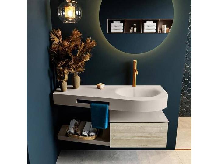 Frei hängende Waschtisch mit handtuchhalter light brown grey... Frei hängende Waschtisch mit handtuchhalter light brown grey... von Mondiaz