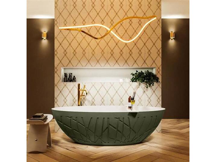 badewanne mineralwerkstoff serie holm 180 cm außen army grün... von Mondiaz