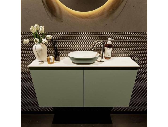 corian waschtisch 100 cm army grün fowy mit aufsatzbecken... von Mondiaz