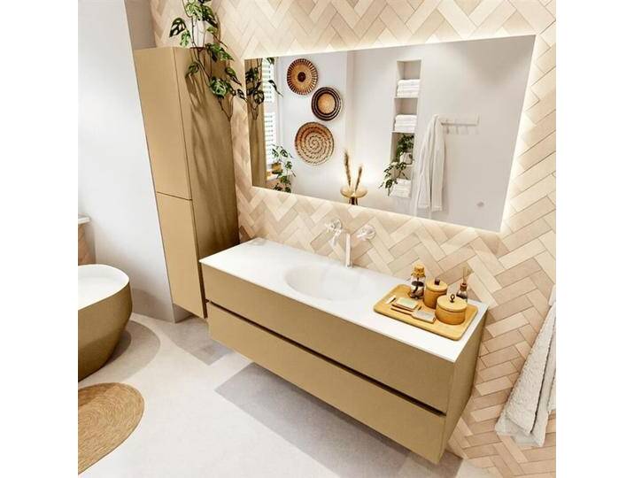 waschtisch mit unterschrank gold vica 140 cm VICA140Oro2LM1MOTal von Mondiaz
