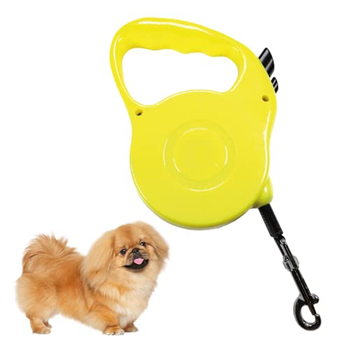 Einziehbare Hundeleine für Hunde, 3 Meter (S – 12 kg), 5 Meter (M – 20 kg), reißfest, geeignet für kleine und mittelgroße Hunde, verhedderungsfreies Nylon (Small – Max 12 kg, Gelb) von Mondo Idea