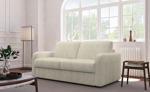 Mondo Sofa Group Sofa Bett Tati 3-Sitzer, Gestell aus Metall und Holz, Polsterung aus Polyurethan-Gummi, Bezug aus geschweißtem Netzstoff mit Schnellöffnung, Farbe: Elfenbeinfarben von Mondo Sofa Group