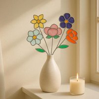 Geburtsblume Glasmalerei, Florale Wohnkultur, Einzigartiges Geschenk Für Mutter, Fensterschmuck, Blumendekor, Glas Suncatcher, Geburtsmonat Blume Q11 von MondoBellissimo