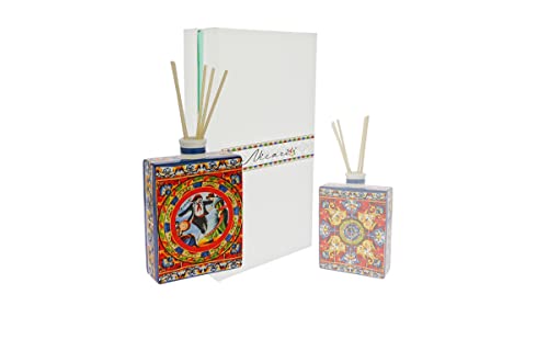 Mondocreazioni Flaschendiffusor Sicilia aus Porzellan Nicaré handverziert blau rot mit Etui Art. 835 von Mondocreazioni
