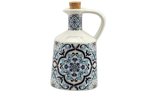 Mondocreazioni Gastgeschenk für Hochzeit Ölkanne aus Porzellan mit Majolika-Dekor blau und weiß Harmony PRMT24150 (groß Durchmesser 8,5 x 15 cm H -Art PRMT24150) von Mondocreazioni