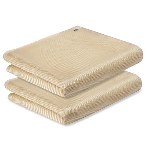 Mondoshop Feuerfeste Unterlage Glasfaser Schweißdecke – 120x180 cm 2 Pack, Hitzebeständige Brandschutzdecke bis 550°C mit Ösen, Schweißschutzdecke für Industrie, Räucherofen, Möbelschweißtuch von Mondoshop