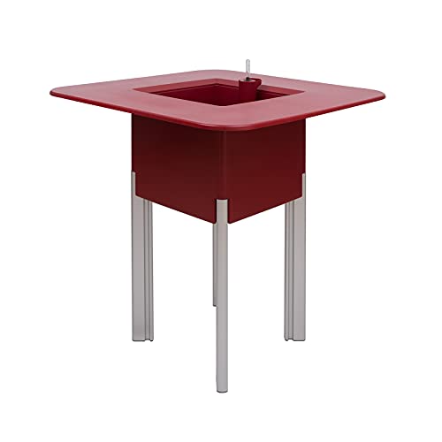 Mondum 95CR: Modularer Blumenkasten, 95 Stunden, silberfarbene Beine und quadratischer Tisch, Rot von Mondum