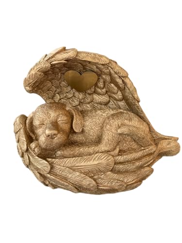 Monello Hundeurne Hund in Engelsflügel Giant XXL für Hunde bis ca. 55 kg individuelle Gravur auf Wunsch (Bronze - Gold) von Monello