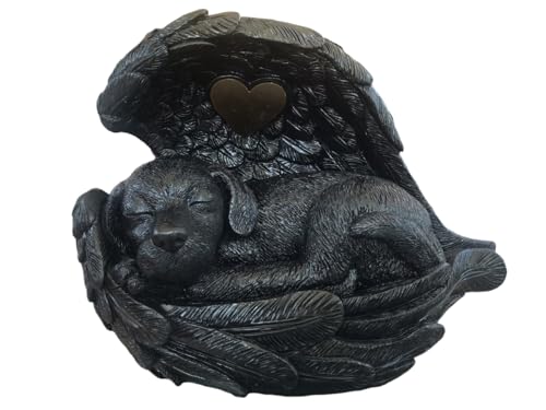 Monello Hundeurne Hund in Engelsflügel Giant XXL für Hunde bis ca. 55 kg individuelle Gravur auf Wunsch (Schwarz) von Monello