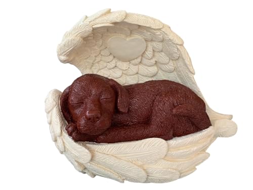 Monello Hundeurne Hund in Engelsflügel bis ca. 30 kg mit Gravur auf Wunsch (Creme-Braun) von Monello