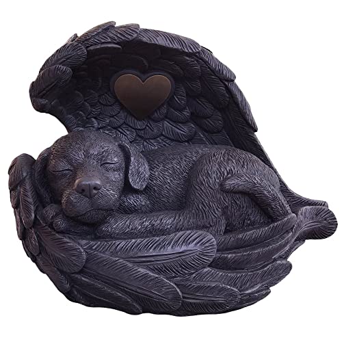 Monello Hundeurne für große Hunde Hund in Engelsflügel bis ca. 30 kg bis ca. 1,75 ltr. Tierurne für zuhause Urne für Gravur (Dunkelgrau) von Monello