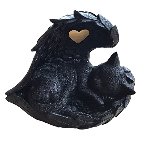 Monello Katzenurne Katze in Engelsflügel bis ca. 15 kg Tiergewicht individuelle Gravur auf Wunsch (Schwarz) von Monello