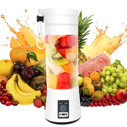 Monemey Tragbarer Mixer für Smoothie 380ml, Wiederaufladbarer Mini-Mixer für Früchte, Shakes und Smoothies, 10 Klingen aus Edelstahl, Ideal für Reisen und Küche von Monemey