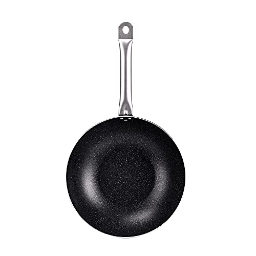 Moneta Etnea Pro Wok 30 cm Edelstahlgriff, Schwarz, 0008654330 von Moneta