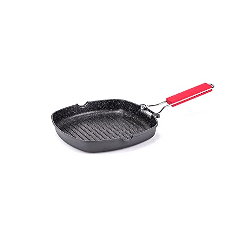 Moneta Grillpfanne 24 x 24 cm Pro Grill mit klappbarem Griff auch für Induktion antihaftbeschichtet von Moneta