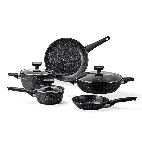 Moneta Magnolia Stone Black Kochtopfset 8-teilig, auch für Induktion. von Moneta