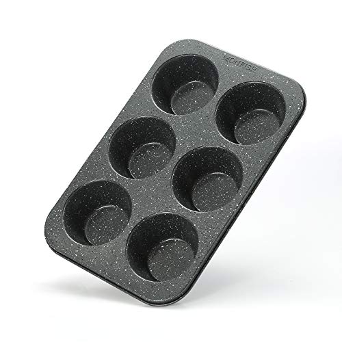 Jumbo Muffinform 6 Tassen Muffinform Nicht klebende schwarze Granit Stein Muffin Pfanne von Monfish