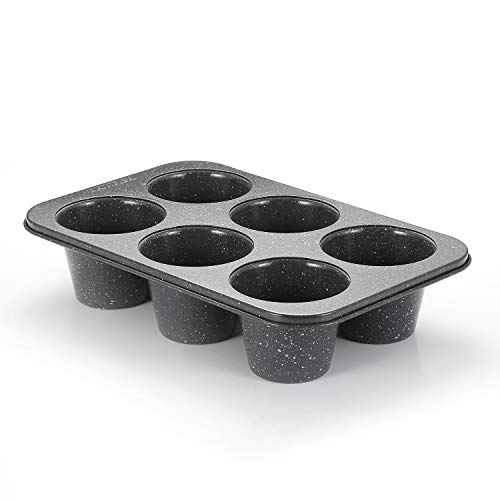 Monfish Jumbo tiefe Muffinform - 6 Tassen muffinformen aus Karbonstahl mit Antihaftbeschichtung - Backformen mit grauer Granitsteinoberfläche - große Muffinformen zum Backen (9 diax7.6cm cup) von Monfish