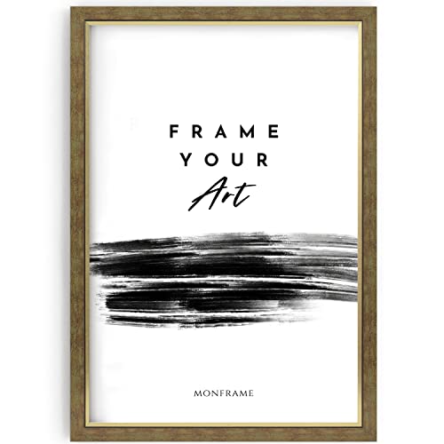 Monframe Bilderrahmen Bellevue - 18x24 cm - Gold gewischt - Posterrahmen mit Acrylglas - MDF Holz Rahmen Monframe Bilderrahmen Bellevue - 18x24 cm - Gold gewischt - Posterrahmen mit Acrylglas - MDF Holz Rahmen von Monframe