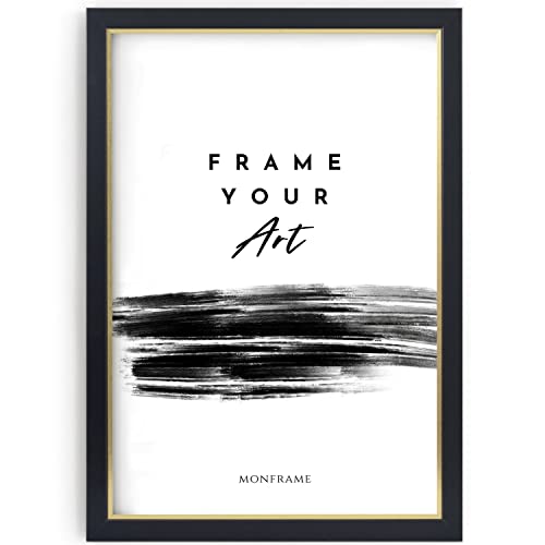 Monframe Bilderrahmen Bellevue - 60x60 cm - Schwarz Gold - Posterrahmen mit Acrylglas - MDF Holz Rahmen Monframe Bilderrahmen Bellevue - 60x60 cm - Schwarz Gold - Posterrahmen mit Acrylglas - MDF Holz Rahmen von Monframe