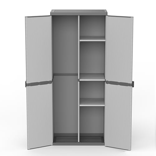 Mongardi: Besenschrank aus PVC- und PP-Kunstharz, 2 Türen, einfache Montage, modulares System, robust, geeignet für den Innen- und Außenbereich, 68 x 40 x 165 cm, Grau und Schwarz von Mongardi