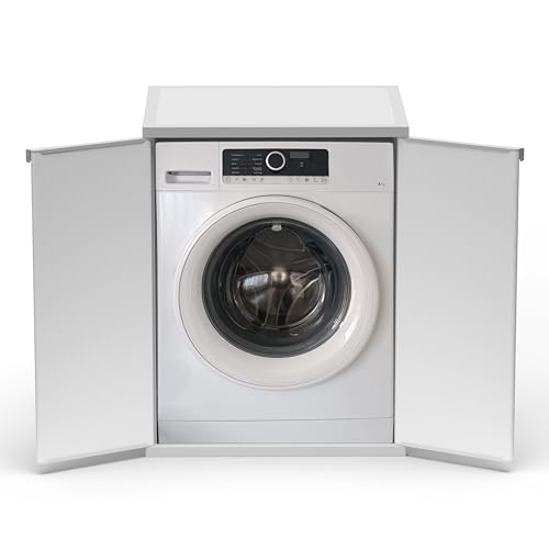 Mongardi: Waschmaschinen-Abdeckung aus Polypropylen-Harz, PVC und ABS, universell, einfach zu montieren, feuchtigkeitsbeständig, Waschküche, Garage, Außenbereich, 68,5 x 64,5 x 88 cm, Weiß von Mongardi