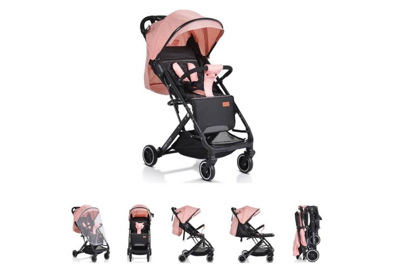 Moni Kinder-Buggy Kinderwagen Buggy Trento, faltbar Moskitonetz Getränkehalter Hinterradbremse von Moni