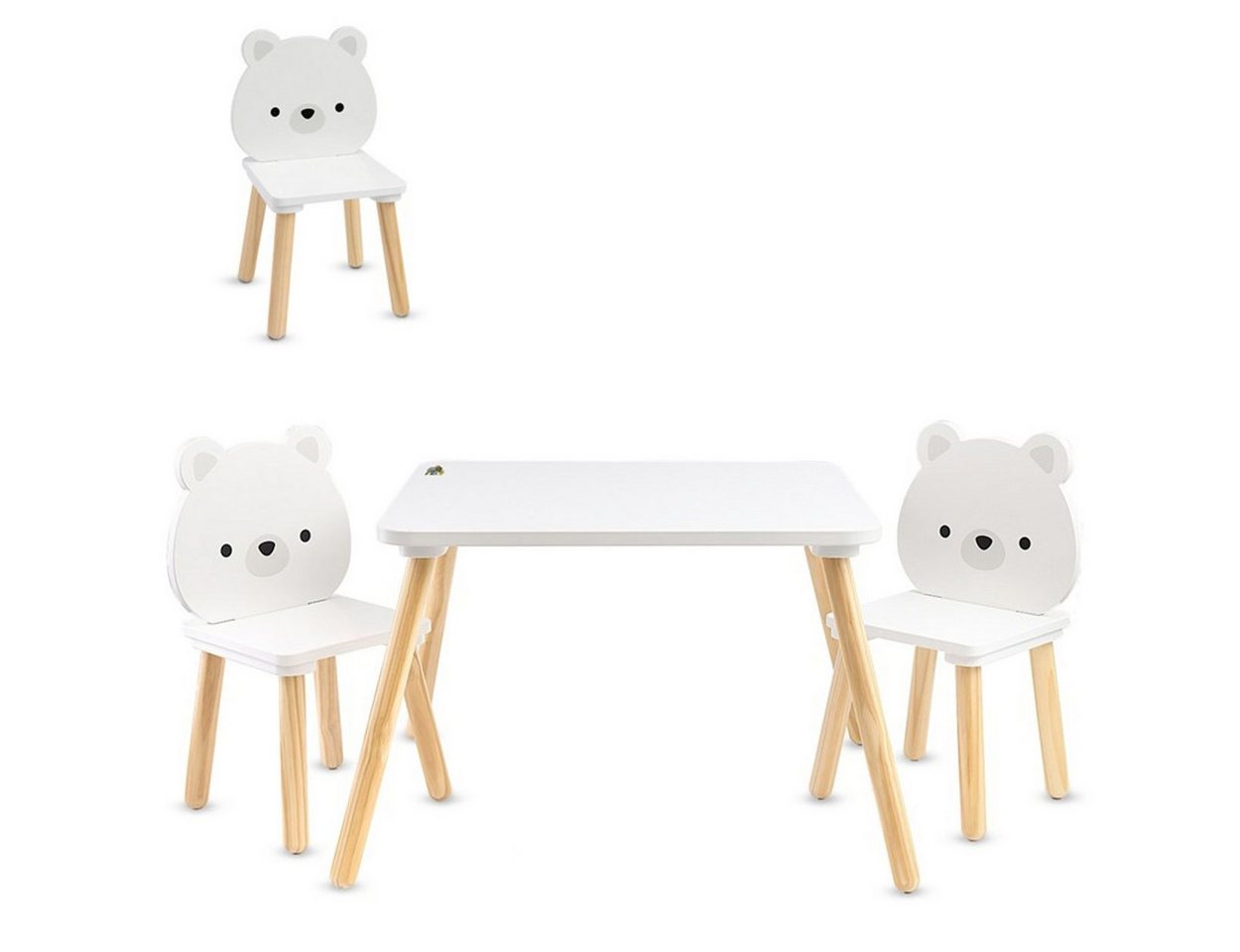 Moni Kindertisch Kinder Tischset 2 Stühle, weiße Bären Holz, Spieltisch, Kinderzimmermöbel Moni Kindertisch Kinder Tischset 2 Stühle, weiße Bären Holz, Spieltisch, Kinderzimmermöbel von Moni