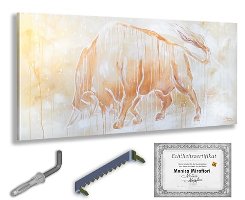 Monica Mirafiori I 100% HANDGEMALT I Gemälde Bullock 140x70cm | Gemälde Handgemalt | Acrylgemälde | Sehr Großes Acrylbild I Moderne Kunst I Kunstbilder von Monica Mirafiori