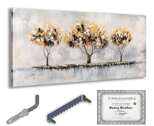 Monica Mirafiori I 100% HANDGEMALT I Gemälde Goldene Bäume I 100x50cm | Gemälde Handgemalt | Acrylgemälde | Sehr Großes Acrylbild I Moderne Kunst I Kunstbilder von Monica Mirafiori