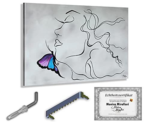 Monica Mirafiori I 100% HANDGEMALT I Gemälde Schmetterling 120x80cm | Gemälde Handgemalt | Acrylgemälde | Sehr Großes Acrylbild I Moderne Kunst I Kunstbilder von Monica Mirafiori