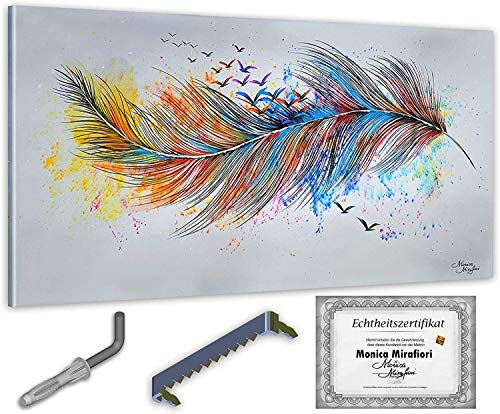 Monica Mirafiori I 100% HANDGEMALT I Gemälde Plume 140x70cm | Gemälde Handgemalt | Acrylgemälde | Sehr Großes Acrylbild I Moderne Kunst I Kunstbilder von Monica Mirafiori