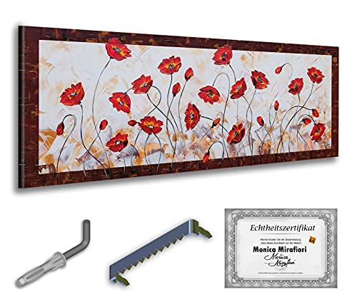 Monica Mirafiori I Gemälde Tanzende Mohnblumen I 160x60cm | Gemälde Handgemalt | Acrylgemälde | Sehr Großes Acrylbild I Moderne Kunst I Kunstbilder von Monica Mirafiori