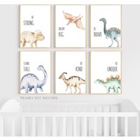 Dinosaurier Kinderzimmer Poster Aquarell Wandbild | Ungerahmt von MonicaDesignsStudio