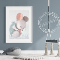 Kinderbild | A3 Süße Baby Maus Kinderzimmer Poster |Fluffy Hugs von Hugs4Paper