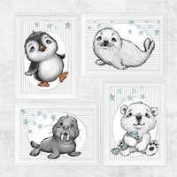 Kinderzimmer Bilder Babyzimmer Poster Meeres & Wild Tiere |Set 77 von Hugs4Paper