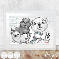 Kinderzimmer Poster | A3 Babyzimmer Bilder Tiere |Set 77 von Hugs4Paper