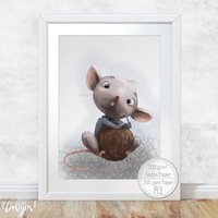 Kinderzimmer Poster [A3] Freche Maus Deko Tiere Fluffy Hugs von Hugs4Paper