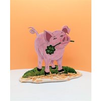 Silvesterdeko Aus Holz -Schwein Mit Kleeblatt H 21 cm B 26 Selbst Zugeschnitten U. Handbemalt Handarbeit Bayern Neujahr Glücksbringer von MonisKunstladen
